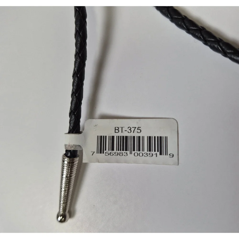 Western Express Wolf Head Bolo Tie Black Braided Cord Pewter Tone BT-375 USA